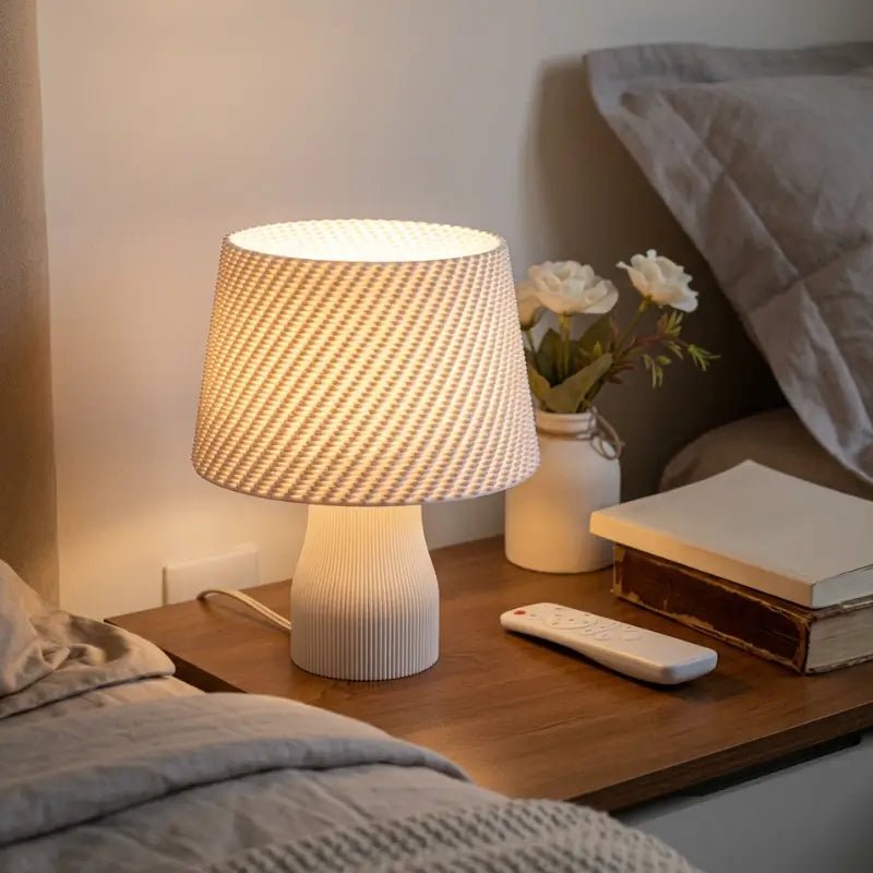 Abajur de Mesa Texturizado com Cúpula Estilo Crochê para Quarto