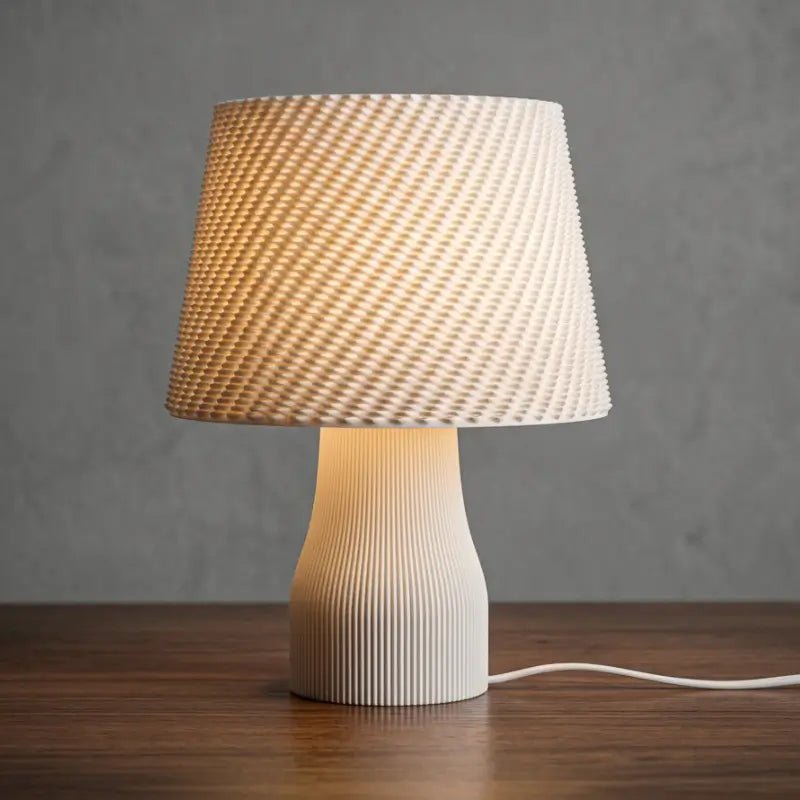 Abajur de Mesa Texturizado com Cúpula Estilo Crochê para Quarto