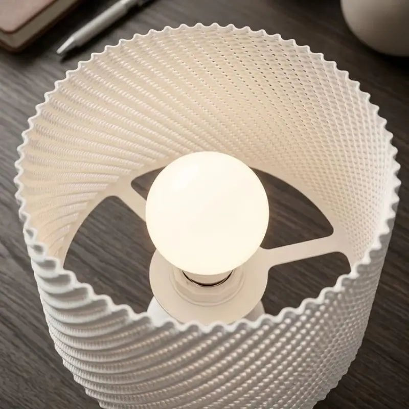 Abajur de Mesa Texturizado com Cúpula Estilo Crochê para Quarto