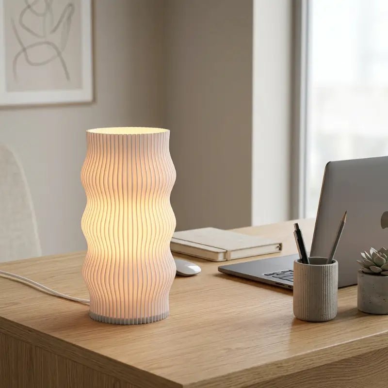 Luminária de Mesa Decorativa 3D Ondulada Design Escultura