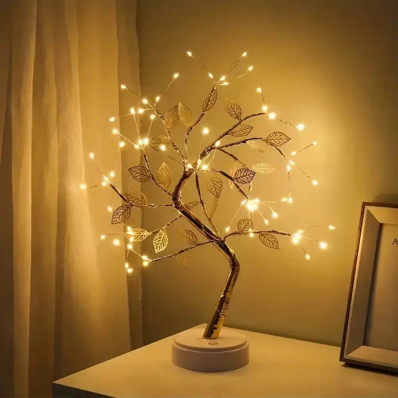Luminária de Mesa Decorativa Árvore LED Dourada