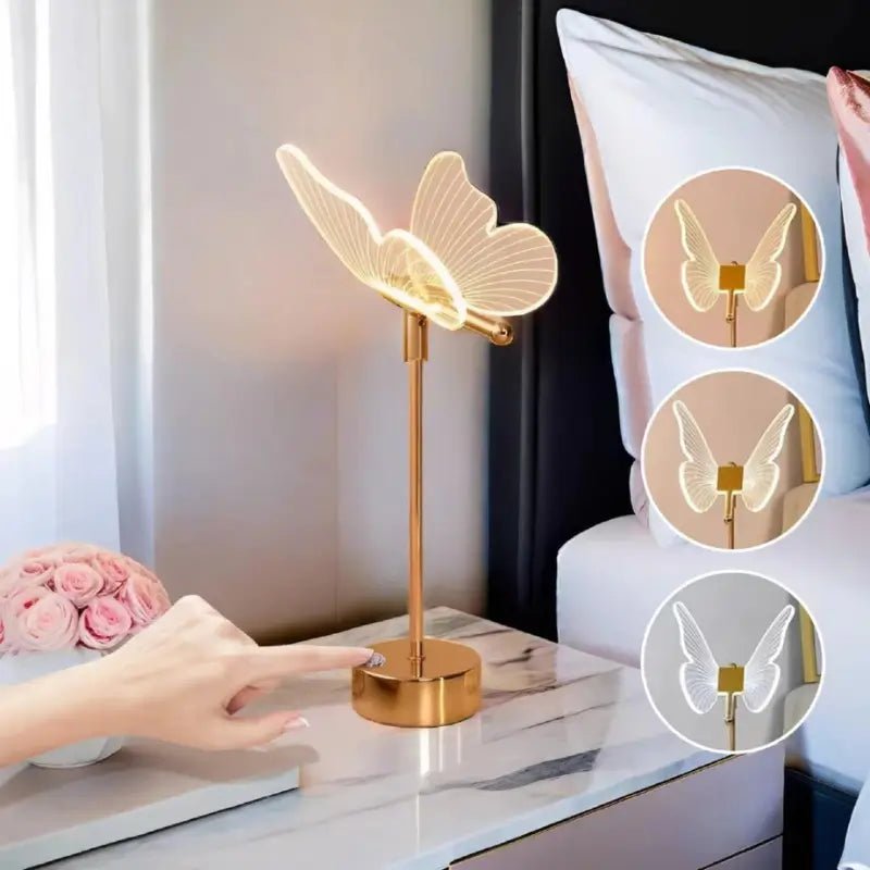 Luminária de Mesa Decorativa Borboleta Nórdica 3 Tons de Luz