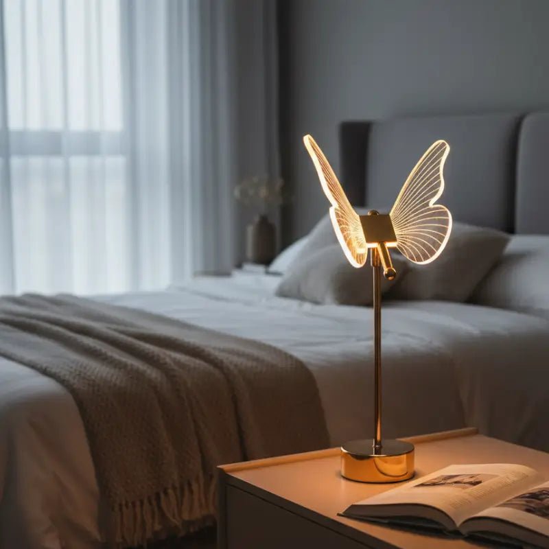 Luminária de Mesa Decorativa Borboleta Nórdica 3 Tons de Luz