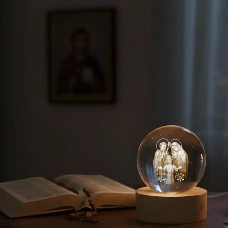 Luminária de Mesa Decorativa LED 3D Sagrada Família USB