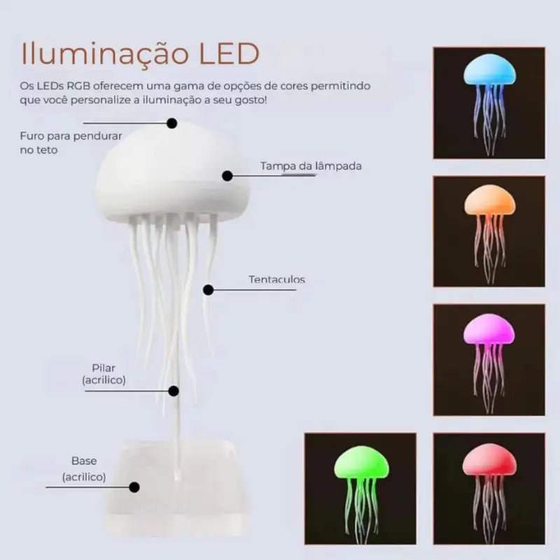 Luminária de Mesa Decorativa LED RGB Água-Viva Recarregável