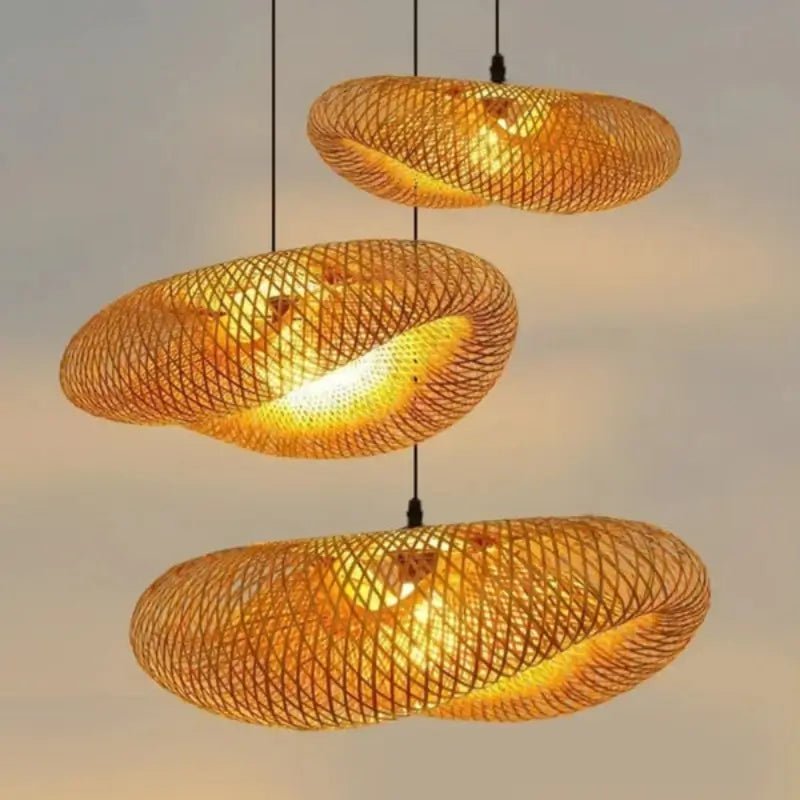 Luminária de Teto Pendente de Bambu 60cm Rattan
