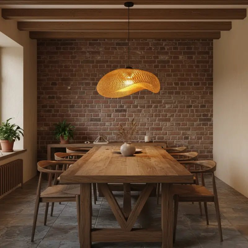 Luminária de Teto Pendente de Bambu 60cm Rattan