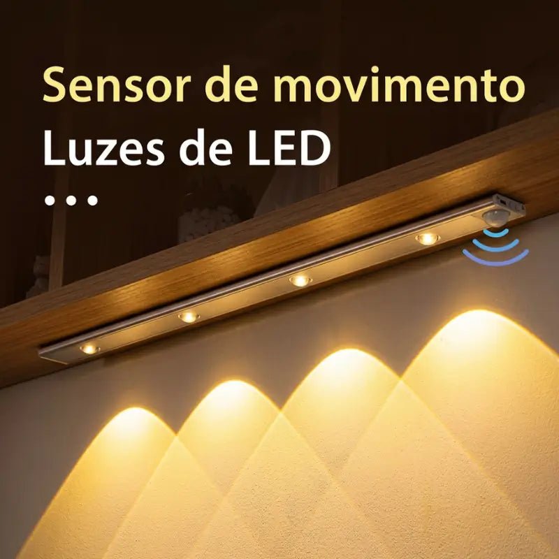 Luminária LED com Sensor de Movimento Recarregável USB 3 Cores luz