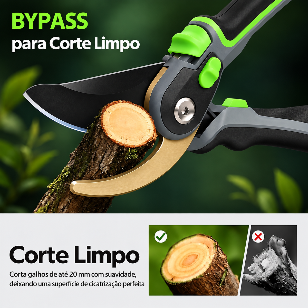 PodaPro Tesoura de Poda Ergonômica com Lâmina de Aço SK5