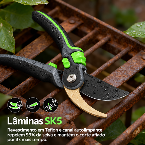 PodaPro Tesoura de Poda Ergonômica com Lâmina de Aço SK5