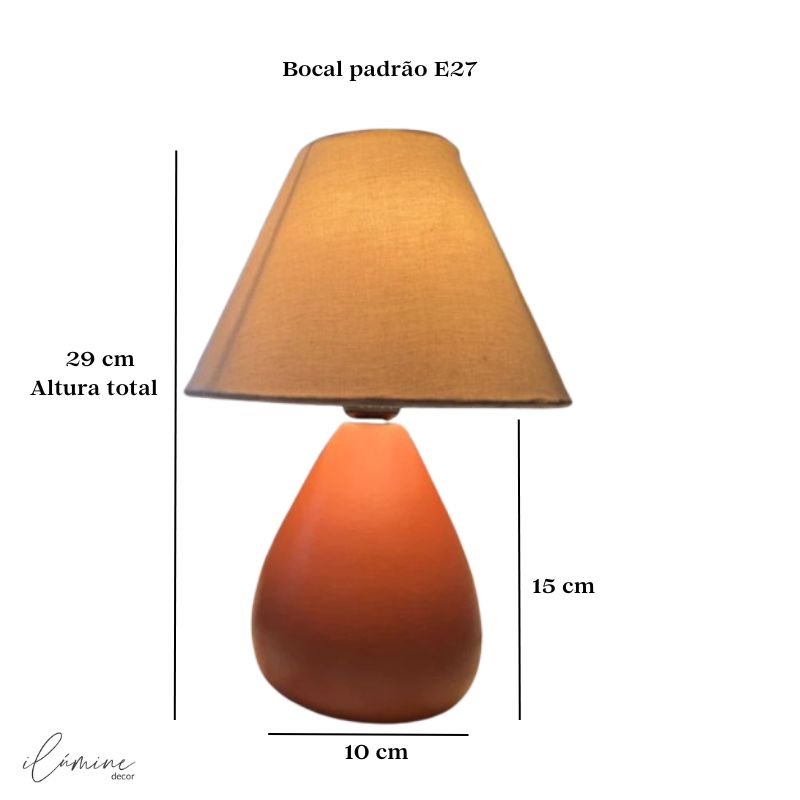 Abajur de Mesa em Cerâmica com Cúpula de Linho