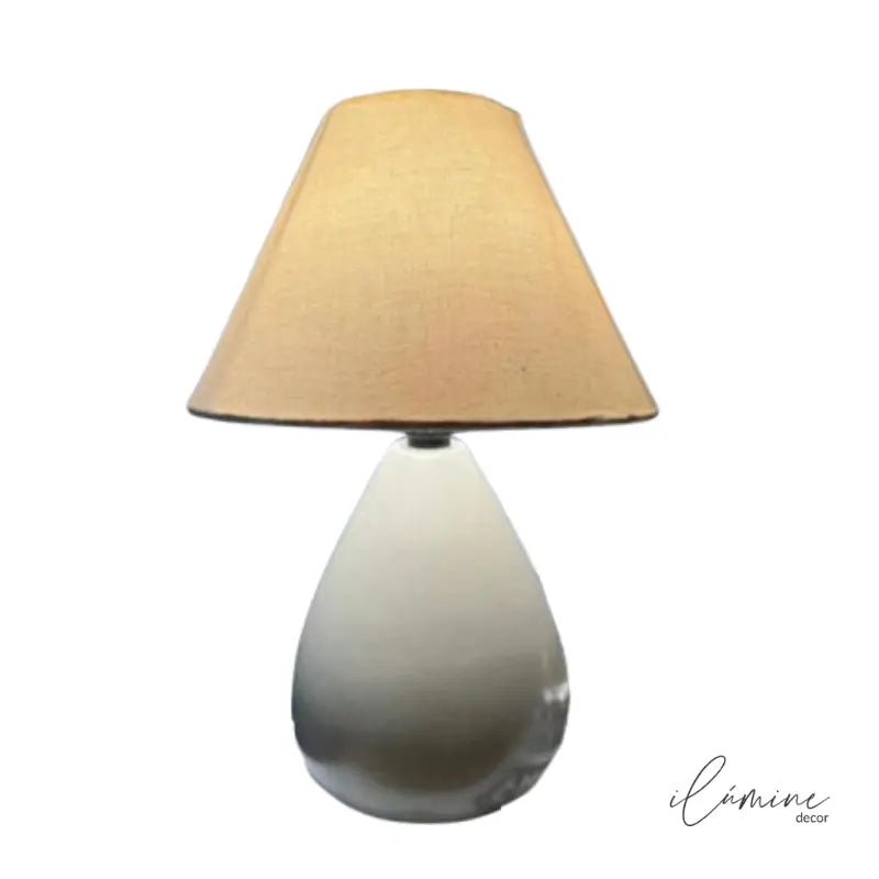 Abajur de Mesa em Cerâmica com Cúpula de Linho
