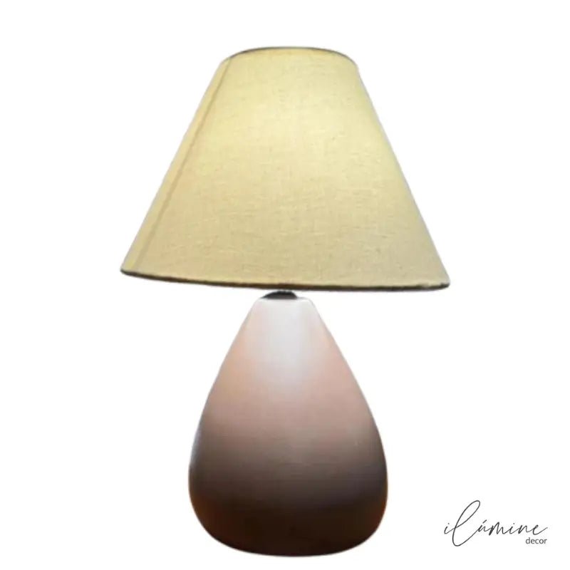 Abajur de Mesa em Cerâmica com Cúpula de Linho