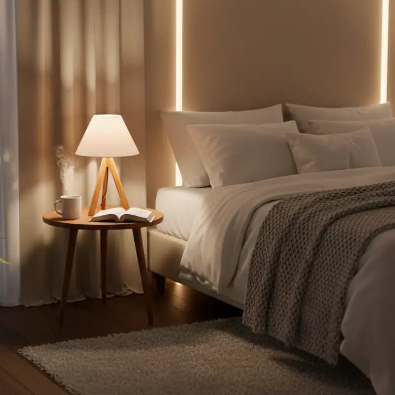 Abajur de Mesa em Madeira Tripé para Quarto