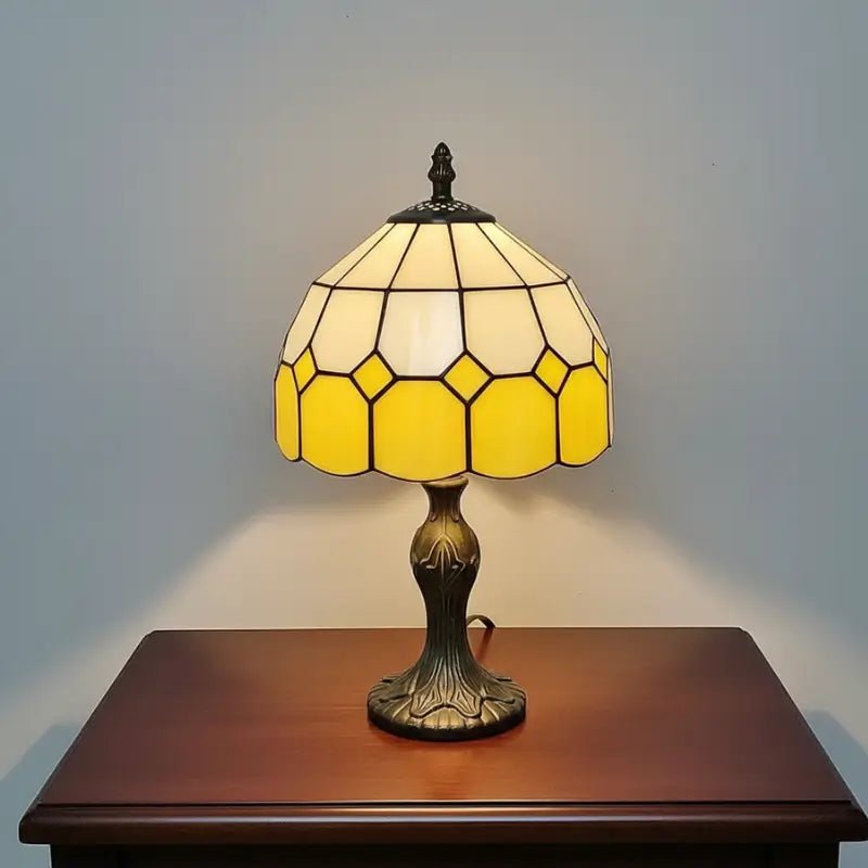 Abajur de Mesa Premium Vidro e Metal Estilo Tiffany Vintage