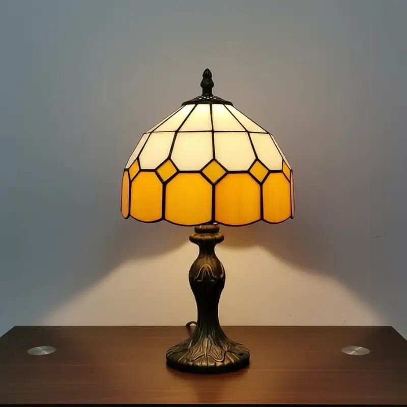 Abajur de Mesa Premium Vidro e Metal Estilo Tiffany Vintage