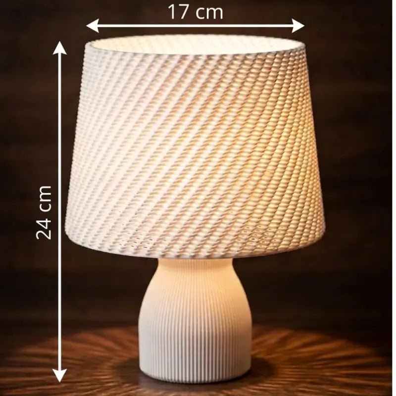Abajur de Mesa Texturizado com Cúpula Estilo Crochê para Quarto