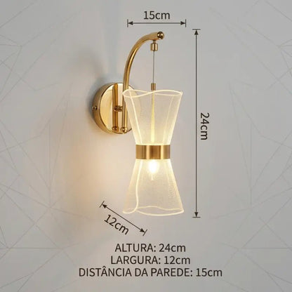 Arandela de Parede Dourada 3 Cores de Luz Bivolt