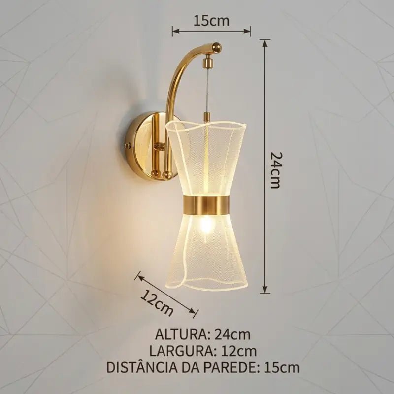 Arandela de Parede Dourada 3 Cores de Luz Bivolt