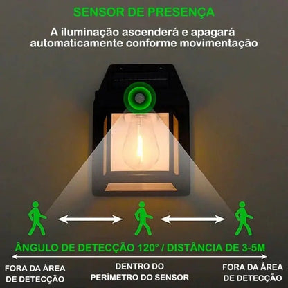 Arandela de Parede Externa Solar LED com Sensor de Movimento