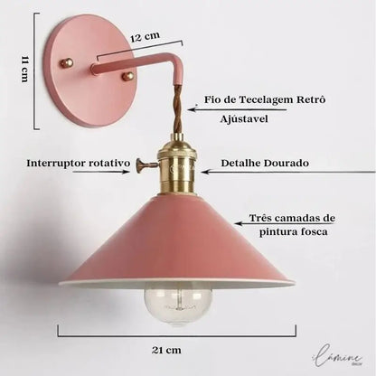 Arandela de Parede Industrial Macarrons Com Lâmpada