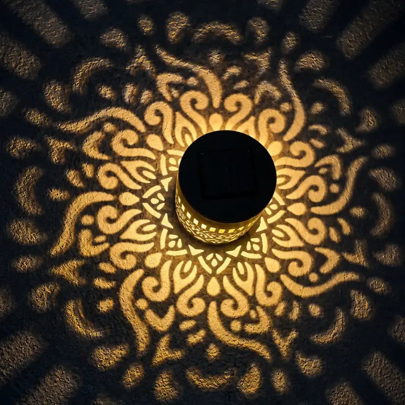 Arandela Solar LED Mandala Luz Quente IP65 para Jardim