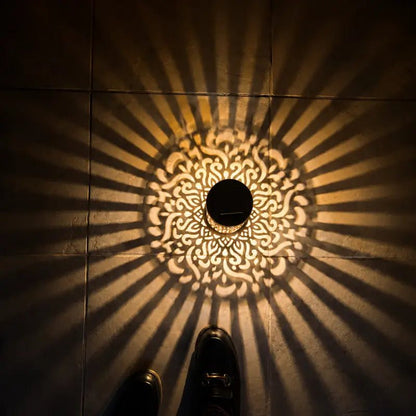 Arandela Solar LED Mandala Luz Quente IP65 para Jardim