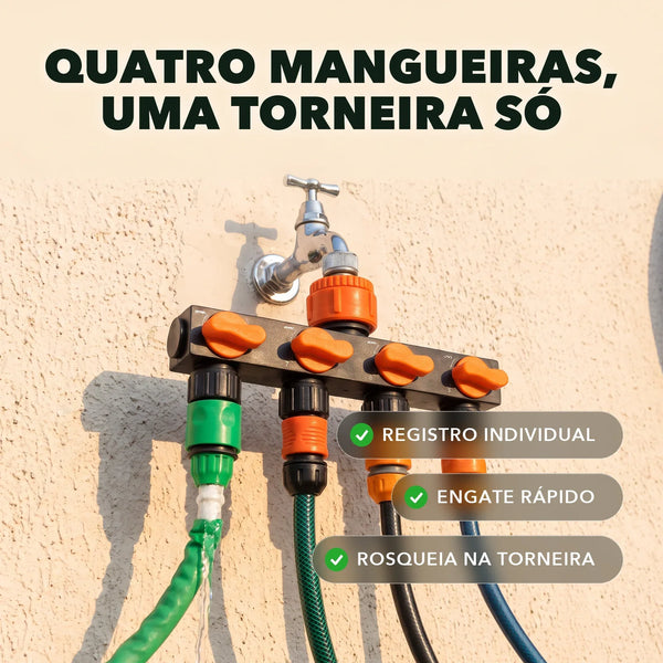 Distribuidor de Mangueira 4 Vias com Registro