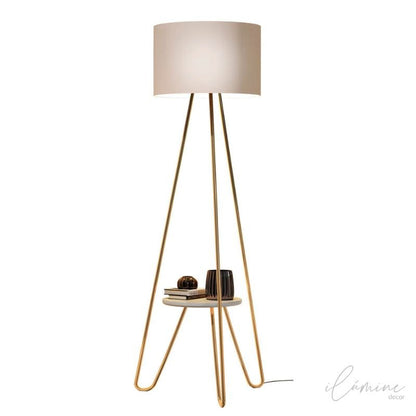 Luminária de Chão Estilo Industrial Com Prateleira