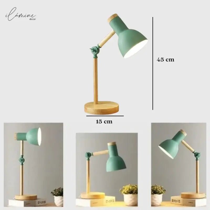 Luminária de Mesa Articulada Acabamento em Madeira