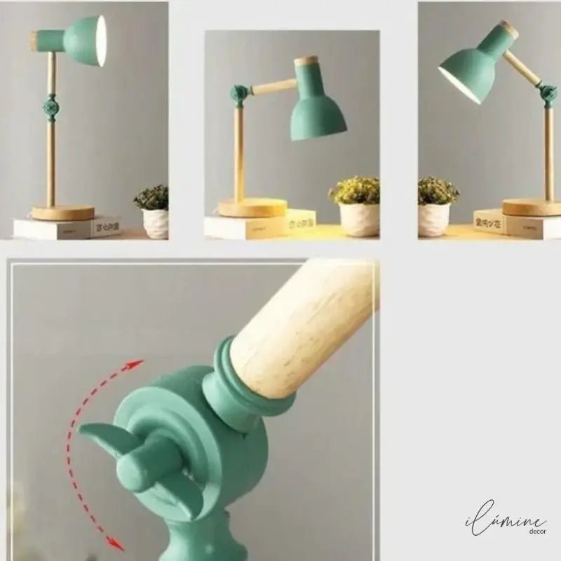 Luminária de Mesa Articulada Acabamento em Madeira