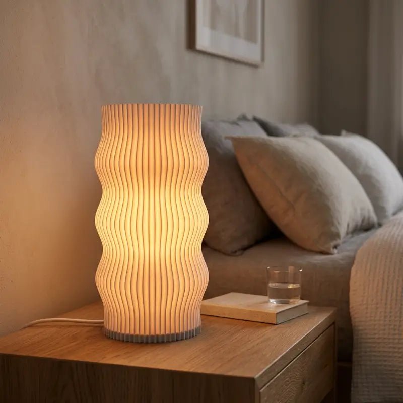 Luminária de Mesa Decorativa 3D Ondulada Design Escultura