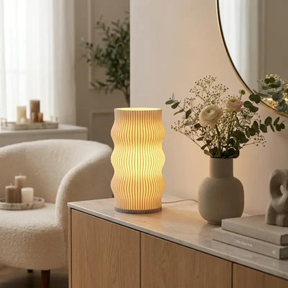 Luminária de Mesa Decorativa 3D Ondulada Design Escultura