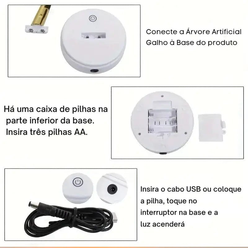 Luminária de Mesa Decorativa Árvore LED Dourada