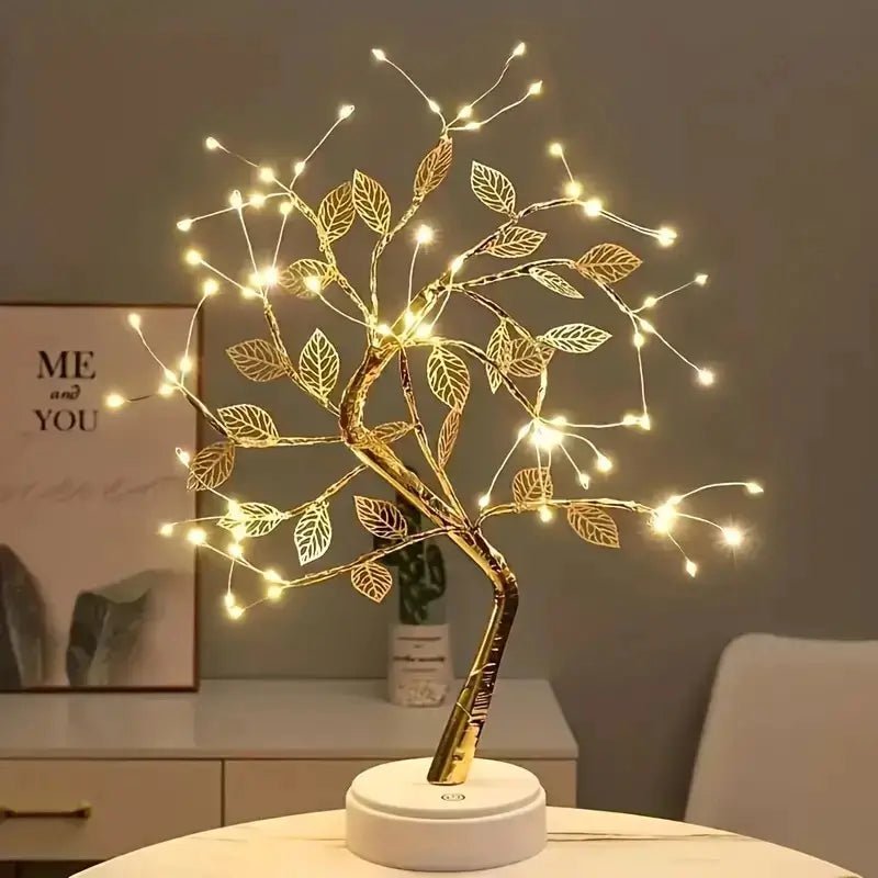Luminária de Mesa Decorativa Árvore LED Dourada