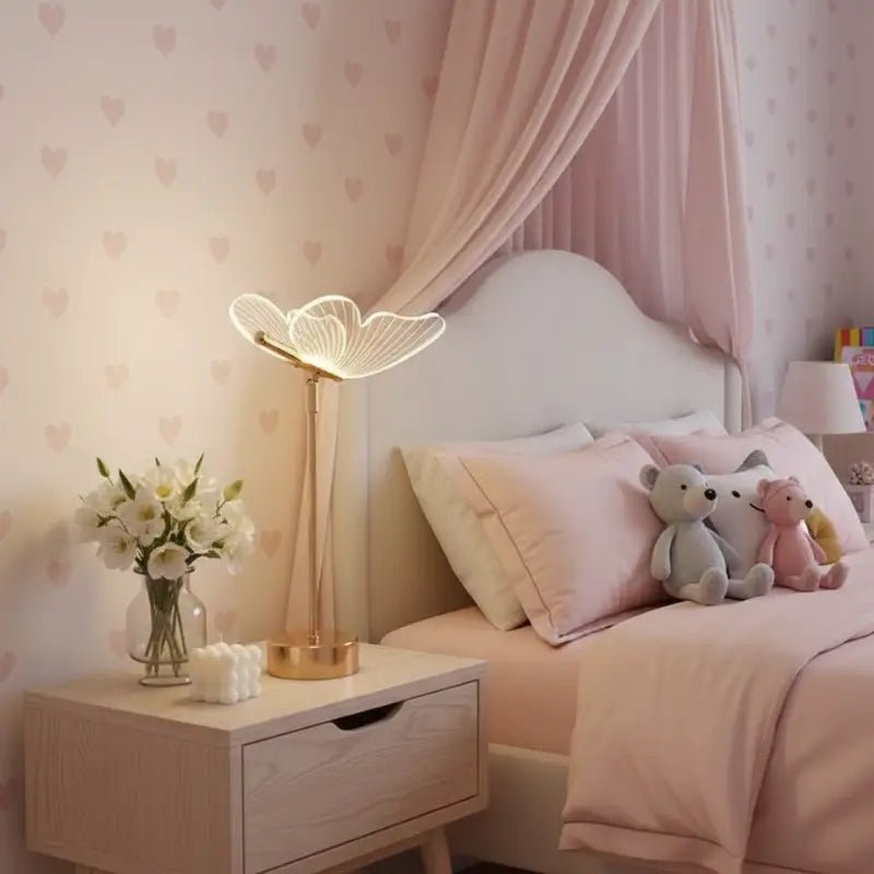 Luminária de Mesa Decorativa Borboleta Nórdica 3 Tons de Luz