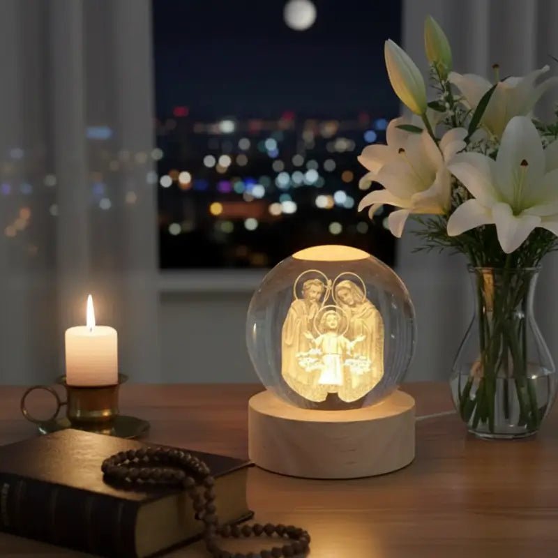 Luminária de Mesa Decorativa LED 3D Sagrada Família USB