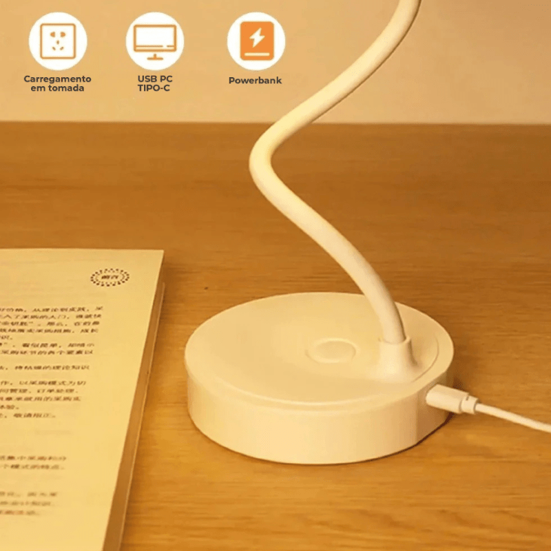 Luminária de Mesa Decorativa LED Flexível Touch