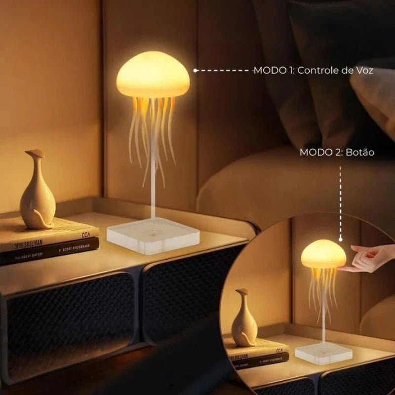Luminária de Mesa Decorativa LED RGB Água-Viva Recarregável
