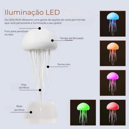 Luminária de Mesa Decorativa LED RGB Água-Viva Recarregável