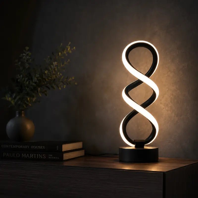 Luminária de Mesa LED Ondulada Moderna 3 Tons de Luz
