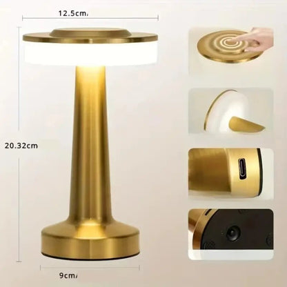 Luminária de Mesa LED Retrô Touch Recarregável Dimerizável