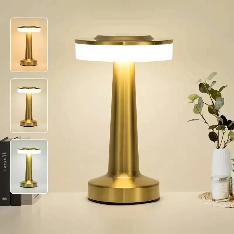 Luminária de Mesa LED Retrô Touch Recarregável Dimerizável