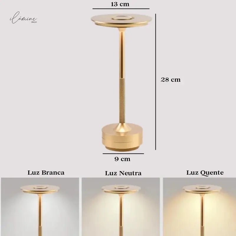 Luminária de Mesa LED Sem Fio 3 Tons de Luz