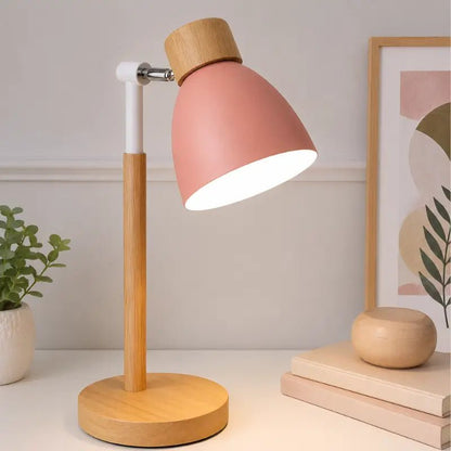 Luminária de Mesa Retrátil em Madeira Articulável 360°