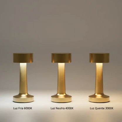 Luminária de Mesa Retrô LED Sem Fio Recarregável
