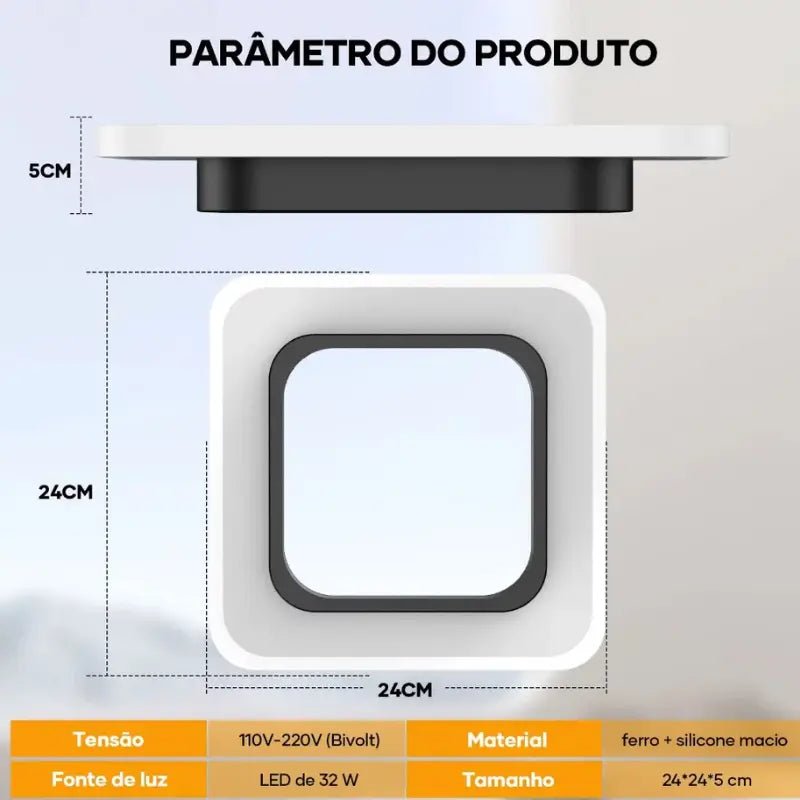 Luminária de Teto LED Moderna 3 Tons de Luz