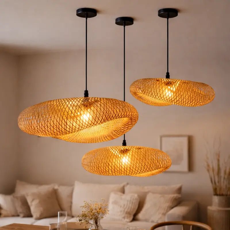 Luminária de Teto Pendente de Bambu 60cm Rattan