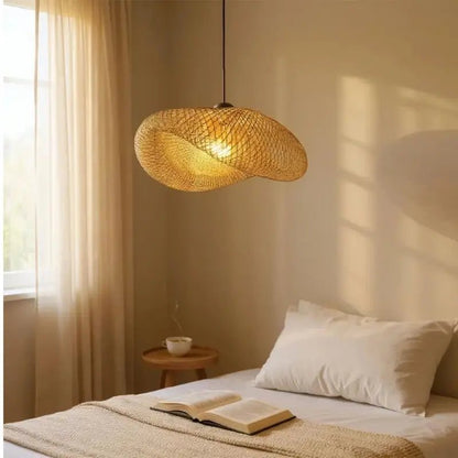 Luminária de Teto Pendente de Bambu 60cm Rattan