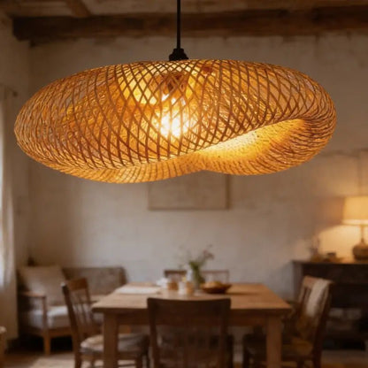 Luminária de Teto Pendente de Bambu 60cm Rattan